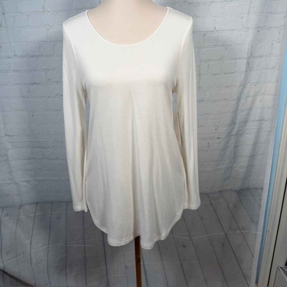 NWT Soft Surroundings Clarissa Cloud Soft Long Sleeve Tunic Blouse Cream PS